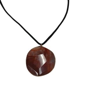 Vintage Jasper Agate Golden Pendant Necklace